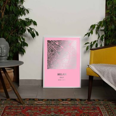 Постер картина для интерьера в подарок "Париж / Paris" фольгированный А3 silver-pink