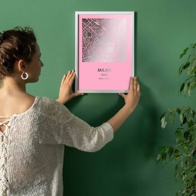 Постер картина для интерьера в подарок "Париж / Paris" фольгированный А3 silver-pink
