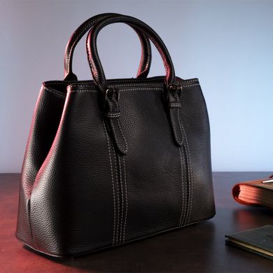 Класична жіноча сумка у шкірі флотар Vintage 14861 Чорна Новинка 2022