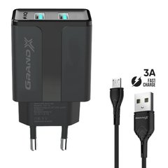 Зарядний пристрій Grand-X CH-15UMB (5V / 2,1A + DC cable 2,4А USB - & gt; Micro USB 1m) Black (CH-15UMB)
