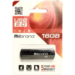 USB флеш накопичувач Mibrand 16GB Grizzly Black USB 2.0 (MI2.0 / GR16P3B)