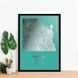 Постер картина для интерьера в подарок "Одесса / Odessa" фольгированный А3 silver-turquoise