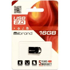 USB флеш накопичувач Mibrand 16GB Hawk Black USB 2.0 (MI2.0 / HA16M1B)