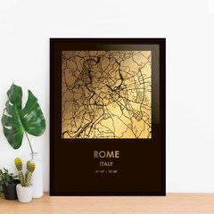 Постер картина для интерьера в подарок "Рим / Roma" фольгированный А3 gold-black