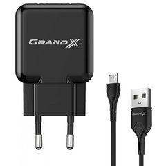 Зарядний пристрій Grand-X CH-03UMB (5V / 2,1A + DC cable Micro USB) Black (CH-03UMB)