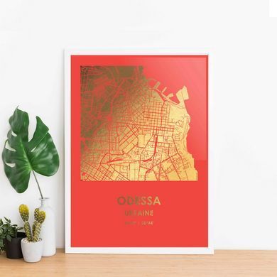 Постер картина для интерьера в подарок "Одесса / Odessa" фольгированный А3 silver-pink