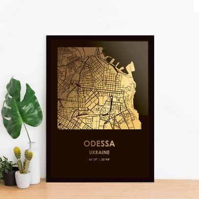 Постер картина для интерьера в подарок "Одесса / Odessa" фольгированный А3 silver-pink