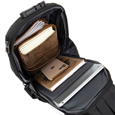 Эргономичный рюкзак через плечо с кодовым замком текстильный Vintage 20553 Черный Новинка 2022